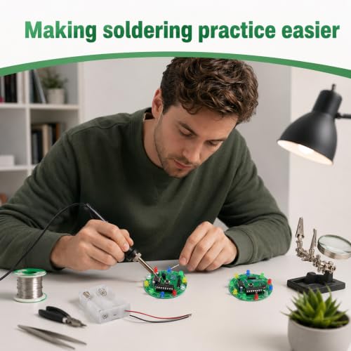 2PCS DIY Electronic Soldering Kit Training Board, DIY Lucky Wheel LED Light Soldering Practice Kit, Circuit Board Solder Project Solder Practice Kits for Electronics Beginners to Learn and Training