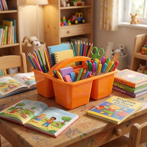 Kathfly 8 Pack Classroom Caddy Organizer with Handle Bulk, Blue Orange - color: Blue Orange