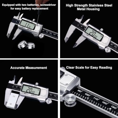 Kynup Digital Caliper, Caliper Measuring Tool, Micrometer, Full Turn Off - color: Black, size: 6 Inch