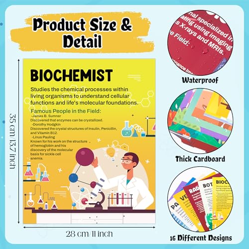 EYxsaxenk Science Career Awareness Paper Poster for Classroom Middle School - color: Science Career 16Pcs