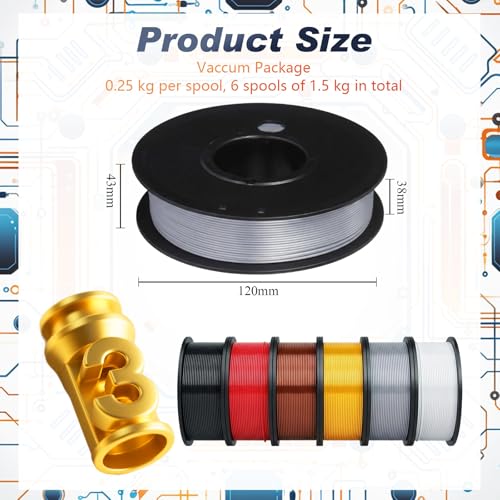 Pangda 3D Printer Filament Pla Bundle 1.75mm Multicolor, ±0.02mm Dimensional Accuracy, 3D Printing Filament for DIY Projects, Holiday Crafts(1.5 kg,Classic Color) - color: Classic Color, size: 1.5 kg