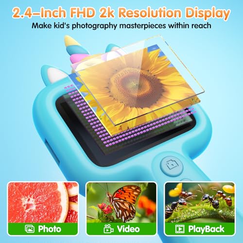 Kids Microscope, 2.4" Screen 600X Handheld Digital Microscope for Kids - color: blue