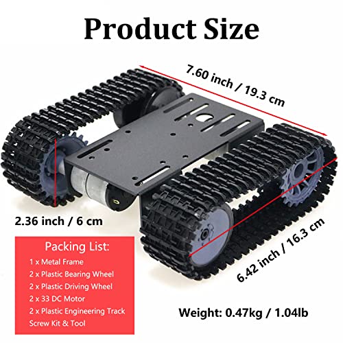 SmaringWing Professional DIY Tracked Robot Chassis Smart Tank Car Platform Kit with 2pcs High Torque DC Motors, Caterpillar Robotic Crawler Sciences Eduactional Model for Arduino Raspberry Pi STEAM - color: Black