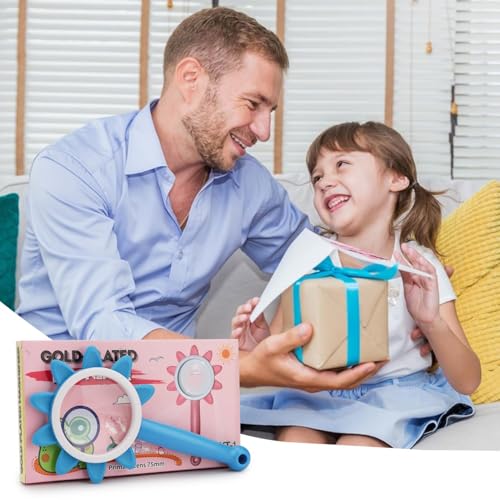 Rongon 10X Kids Magnifying Glass Handheld Magnifier for Children (Blue) - color: Blue