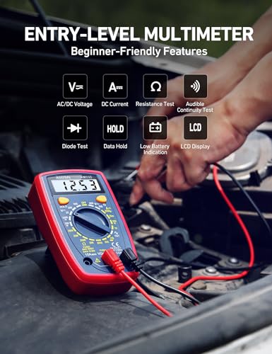 AstroAI Digital Multimeter Tester 2000 Counts with DC AC Voltmeter and Ohm Volt Amp Meter; Measures Voltage, Current, Resistance, Continuity and Diode, Blue - color: Blue