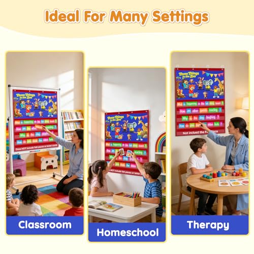 AKAYOK 2-in-1 Felt Board & Pocket Chart, 37”x28 Felt Board for Wall with 54 Self Adhesive Dots & 15 Dry Erase Sentence Strips, Flannel Boards Stories for Preschool, Early Literacy & Speech Therapy - color: Blue-1
