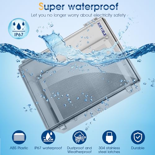 Waterproof Outdoor Project ABS Plastic Junction Box IP67 Weatherproof Dustproof Enclosure with Hinged Cover, Mounting Plate,Wall Brackets for Power Project (Clear,17.7"x13.8"x7.9") - color: Transparent Cover, size: 17.7"x13.8"x7.9"