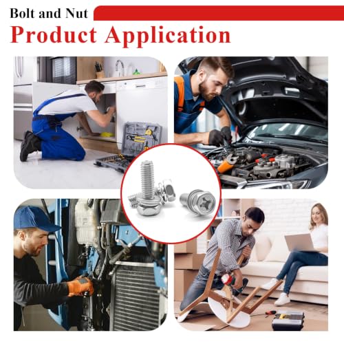 Tnisesm 72PCS M5 & M6 Motorcycle Battery Terminal Bolts and Nuts Kit Stainless Steel M5x10/12/14mm & M6x12/16/20mm Bolts with Rectangular Nuts for ATV Generator Battery Terminal Replacement - size: M5&M6-72PCS