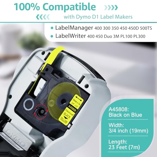 Compatible for Dymo Label Maker Refills Yellow D1 Tape 19mm (3/4"), 3 Pack - color: Black on Yellow, size: 19mm