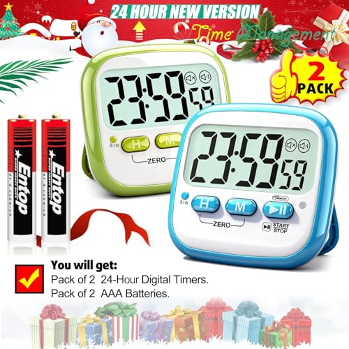 Antonki 2 Pack Classroom Timers for Kids Teachers, Magnetic Countdown Digital Kitchen Timer for Cooking, Study, Exercise, Games, Time Mangement - Loud/Silent Mode - Battery Included - color: Sky Blue & Green