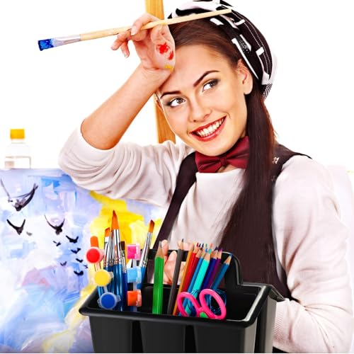 GlikCeil 24 Pcs Classroom Caddy Storage Basket with Handle,Black - color: Black