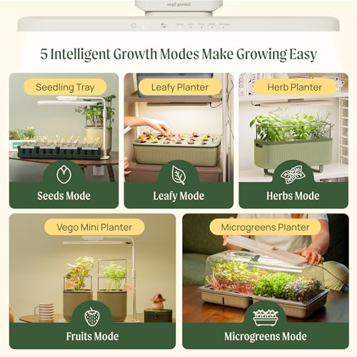 Vego Garden Grow Lights for Indoor Plants, Full Spectrum LED Grow Light with Customized 5 Modes for Seed Starting, Leafy, Herbs, Fruits & Microgreens, 3 Packs - color: Cream White, size: 3 Packs