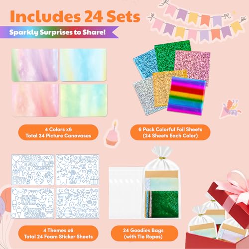 JoyCat 24 Pack Foil Art Craft Kits, DIY Card Making Activity Ages 4-9 - style: Greeting Cards
