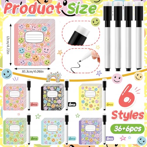 Crtiin 42 Pcs Magnetic Name Tags for Classroom Locker Smile Face - style: Composition Notebook Smile Face