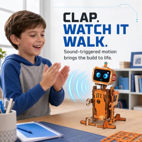Evankin Wooden Robot Kit for Kids 8-12, Voice Controlled STEM Toy