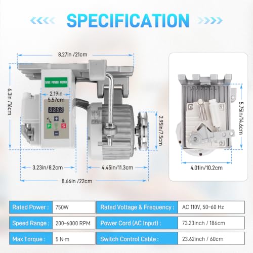 JURPLIX Servo Motor Sewing Machine 750W AC110V 1HP Brushless