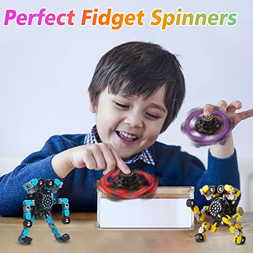 Gokeey 5 Pcs Transformable Fidget Spinners Toys for Kids and Adults, Stress Relief Sensory Toys for Boys and Girls Fingertip Gyros for ADHD Autism Quiet Airplane Travel Toys Essentials Party Favors - style: fidget toys 5pc