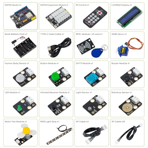 LAFVIN ESP32 IoT Learning Kit with ESP32 DevKit, RFID Module, LCD1602 Display, Detailed Tutorials, Compatible with Arduino IDE