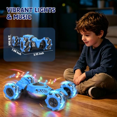 Remote Control Car - RC Drift Car Gesture Sensing Toy Boy Age 6-8-12 Gifts - color: Blue
