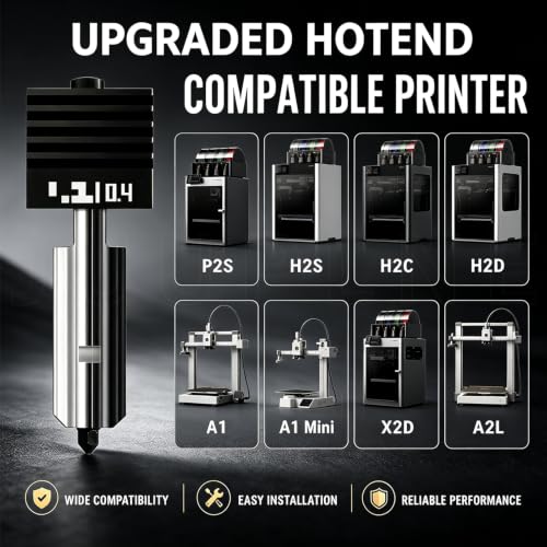 2-Pack Upgraded 0.6MM Hotend kit for Bambu lab P2S/X2D/H2D/H2S/H2C(4-PK Silicone Socks with QR Code), Extruder Include Hardened Steel Nozzle and electroplated Heating Block for bambus 3D Printer - style: 2PK 0.6mm Hotend