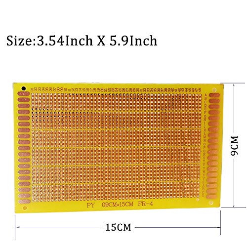YUNGUI 5PCS Perf Board Stripboard,9X15cm Copper Circuit Board Single Sided PCB Board Breadboard For DIY Arduino Soldering and Electronic Experiment - size: fiber glass stripboard