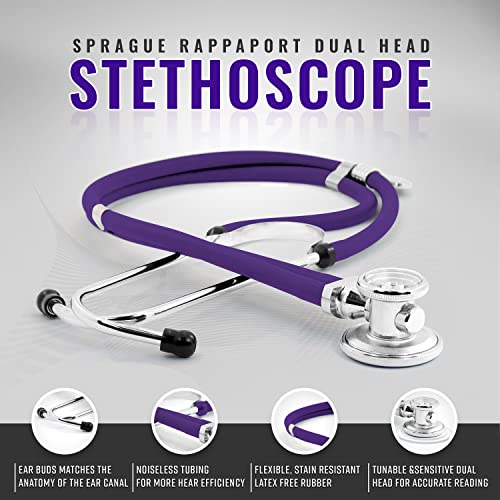 ASA TECHMED Physical Therapy Home Health Aide Comprehensive Kit - Carrying Bag, Blood Pressure Cuff, Stethoscope, Gait Belt- Purple - color: Purple Kit