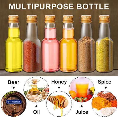 2 oz 120 Pcs Mini Liquor Bottle Plastic Alcohol Bottle, Gold - color: Gold, size: 2 oz