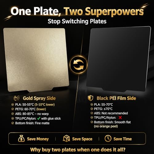 Upgraded 310x310mm for Qidi Plus 4 Build Plate with Magnetic Sticker,Smooth & Texture 100% Imported Thicker PEI Sheet Spring Steel Flex Bed for Cr-10,CR-10S, CR-10S pro, CR-10V2, CR-10 V3 3D Printer. - size: 310x310mm