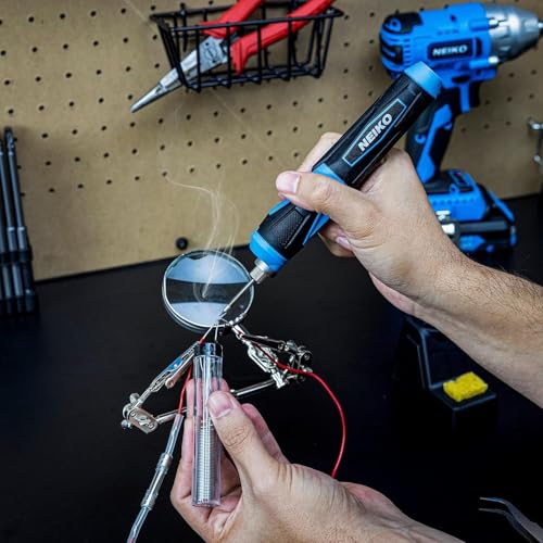 NEIKO 40421A Wireless Soldering Tool, Mini USB Rechargeable Solder Iron Pen, Rapid Heat 356-750°F (180-400°C), Electrical Soldering Set, LED, 4V Lithium-Ion Battery, Cordless Design - style: Cordless Soldering Kit