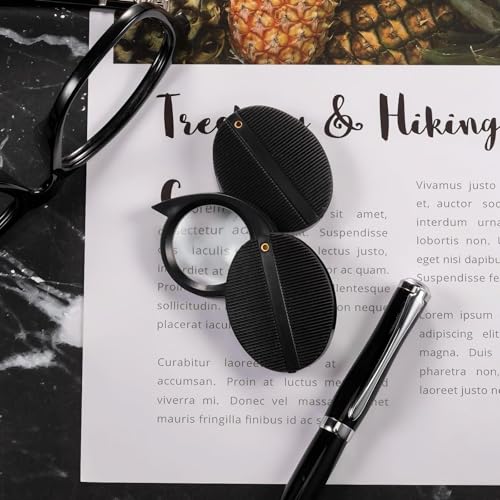 Frienda 10 Pieces 10X Folded Pocket Magnifier Mini Glass Handheld Rotating Magnifier for Reading Newspaper, Book, Magazine, Science Class, Jewelry, Hobby