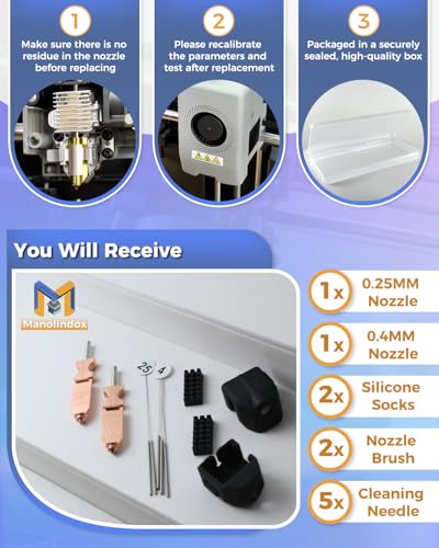 AD5X Nozzle Kit Hardened Steel Hotend 0.4MM 0.25MM for Flashforge AD5X - style: AD5X 0.25+0.4MM Nozzle