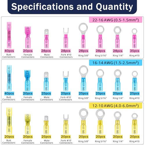 ZQZ 610Pcs Heat Shrink Marine Wire Connectors Assortment Kit, Waterproof