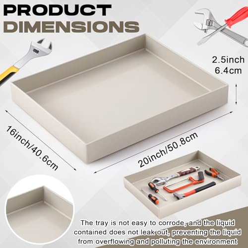 Maxdot 20 x 16 x 2.5 Inches Polypropylene Utility Tray Multifunctional Rectangular Plastic Containment Tray for Lab Kitchens Cosmetics Work Benches Shelf Use - size: 20" x 16" x 2.5"