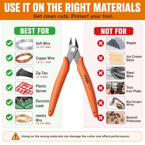 KATA 5 Inch Mini Wire Cutters and 6 Inch Side Cutter Plier for Home Crafts - size: 6" Wire Cutters + 5" Flush Cutters