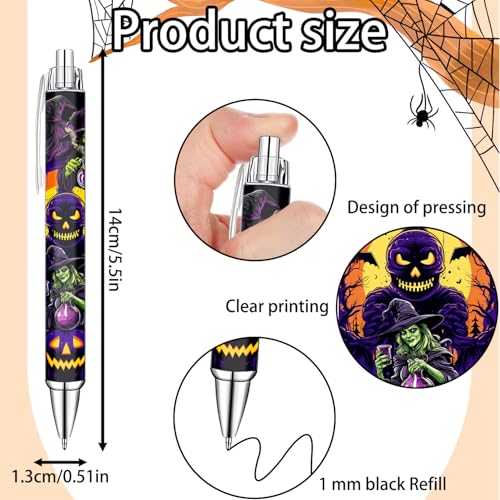 Idealmuzik Halloween Pens Set – Spooky and Fun Ballpoint Pens for and Stationery Lovers – Smooth Writing Pens for Journaling – Haunted Holiday Design, 8 Pack - color: Halloween