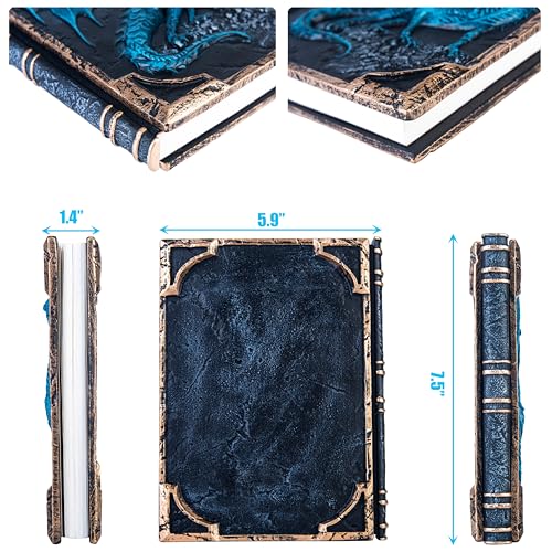 Handmade Flying Dragon Embossed Journal,Resin Engraving Notebook,Lined Paper,Hardcover Travel Notepad for Writing,Sketchbook,Collection,Gift,Decoration Diary for Man Woman A5 Size (New blue flying dragon) - color: New blue flying dragon