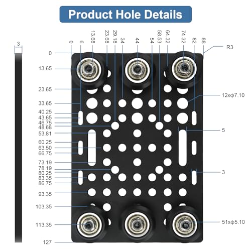Gantry Plate Kit Aluminum Black Anodized 3D Printer Gantry Board with Pulley for 20-80mm / 0.8-3.1in Aluminum Extrusion Linear Rail 3D Printer Accessories