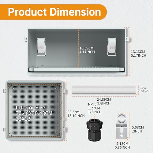 Joinfworld Outdoor Waterproof Electrical Box 13x13x5 - size: 13“x13"x5.1"