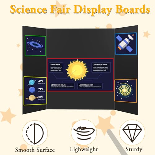 AKONEGE 4PCS Black Trifold Poster Board 26"x16" for Display & Presentation - color: Black, size: Medium-26 X 16 inches