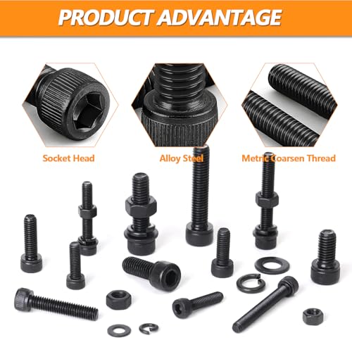 448 Pcs M5 M6 M8 Hex Socket Head Cap Bolts Kit, 16/20/30/40mm Black Screws - size: M5/M6/M8 - 448PCS - FF