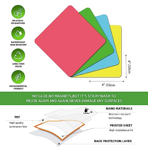 Reusable Dry Erase Labels Sticky Notes for Storage Bins Organizing Jar Pantry, Waterproof Removable Label Stickers for Kitchen Office School All Purpose Use (4 * 4 inches) - color: 4x4 Inches - Multi Color
