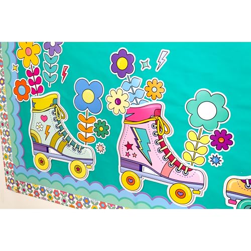Happily Ever Elementary Retro Remix 103pc Motivational Bulletin Board Set - color: Roller Skates