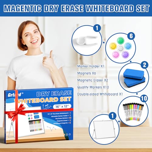 Grtard Magnetic Dry Erase Board with Stand, 16''x12'' Desktop Whiteboard - color: Silver, size: 12"W x 16"H