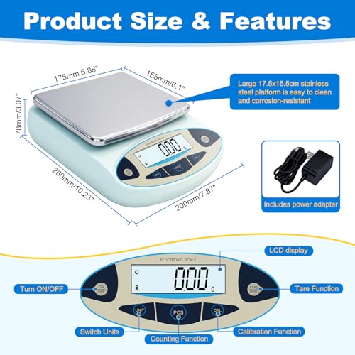 Lab Scale 5000g x 0.01g, High Precision Digital Analytical Balance