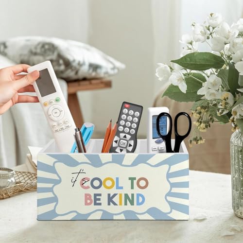 Inspirational Classroom Pen Pencil Holder Organizer for Desk Accessories, It's Cool to Be Kind Motivational Wooden Box Signs Decorations for Kids Boys Girls Room Classroom Desk Tabletop - color: Color 07