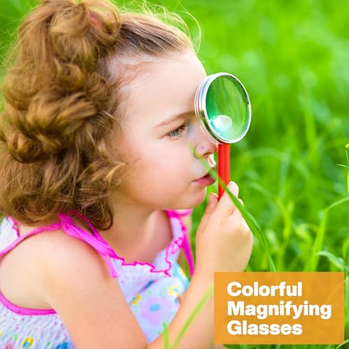 Kingdder 100 Pcs 10x Magnifying Glasses Bulk Handheld Magnifiers, Colorful - color: Colorful