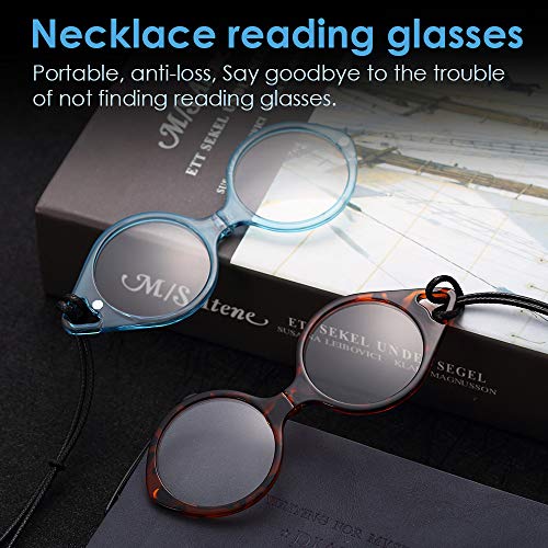 TERAISE Reading Glasses Pendant Necklace Readers for Women Lightweight - color: Brown Leopard+blue