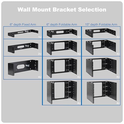 ICC 1U Hinged Wall Mount Rack Bracket, 6" Deep, 10 lb, Black, 2-Pack - size: 2 Pack, style: 1 RMS