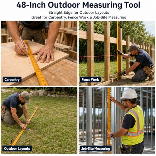 3Pcs 48 inch Yard Stick Wooden Ruler Yard Sticks Yellow Metric Ruler Straight Edge with Smooth Edges Rulers Bulk Double Sided Meter Sticks for Classroom Sewing Home Office Tailor Craft