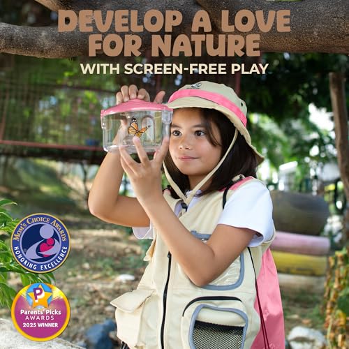 Kids Explorer Kit with Safari Vest & Hat for 3-7 Year Old Boys & Girls - color: Pink, size: Medium